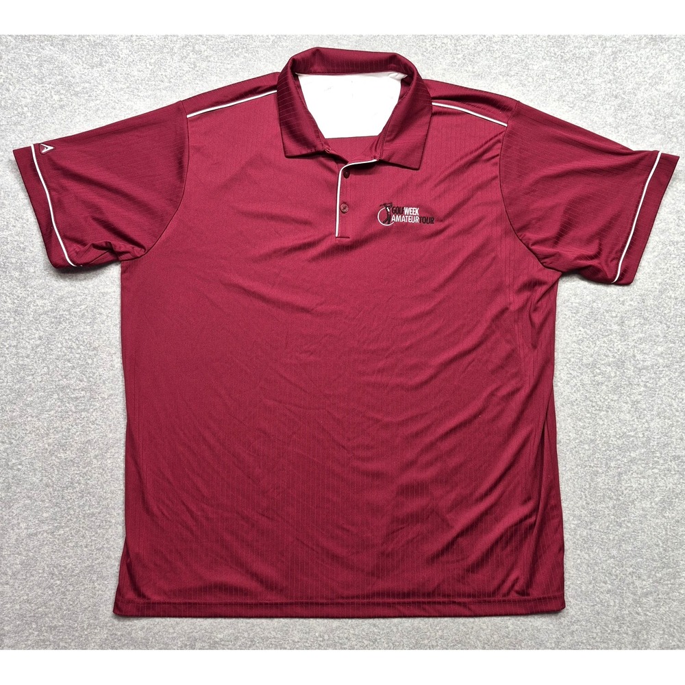 Antigua Golf Polo Shirt Mens 2XL Red Golf Week Amateur Tour Desert Dry Poly EUC